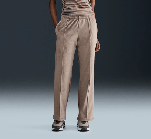 Mid-Rise Velour Pants